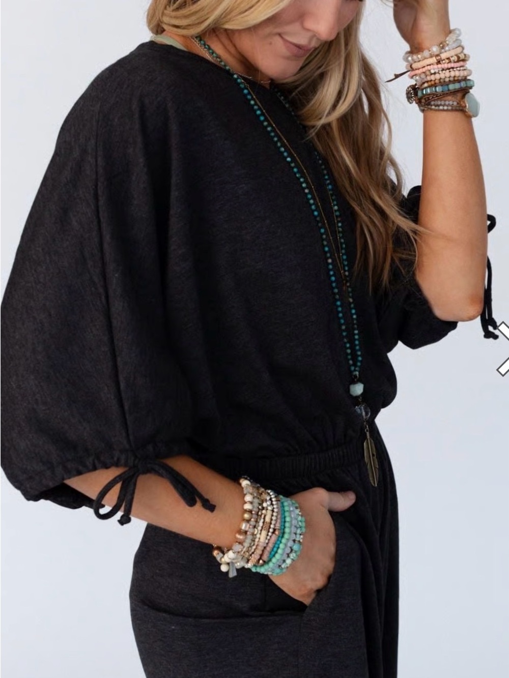 Women's Dark charcoal grey Wide-Leg Jumpsuit, - Picture 3 of 14